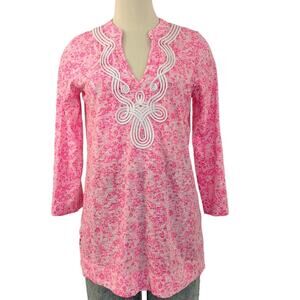 Lilly Pulitzer Kaia Knit Tunic In Pink Shandy Invest A Gator Floral Cotton | Med